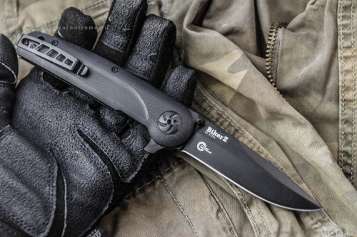 Нож складной Biker Z D2 Black Titanium