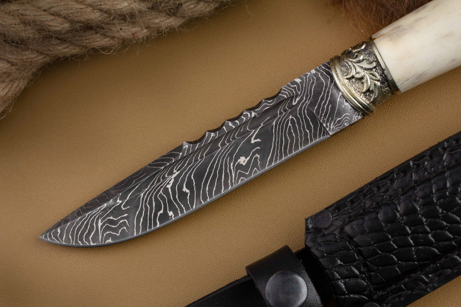 Нож Спец (Осетр) никель/дамаск Адамов