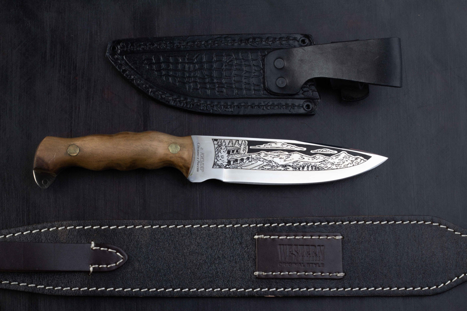 Нож Варан 65х13 орех клепанный Беркут Кизляр