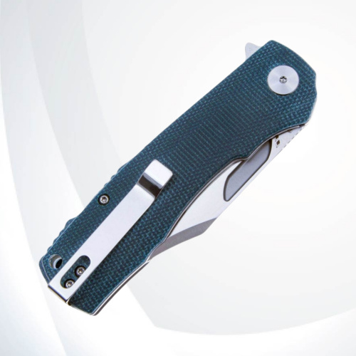 Складной нож Petrified Fish Victor Satin сталь K110, рукоять Blue Micarta