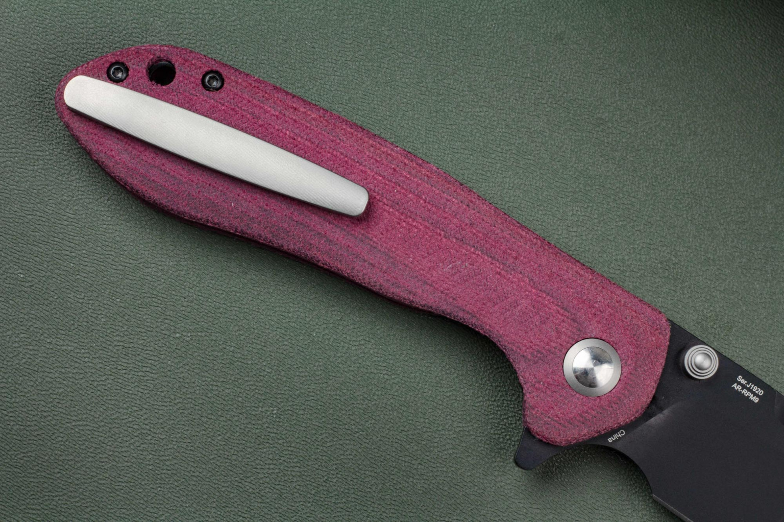 Складной нож CJRB Scoria PVD сталь AR-RPM9, рукоять Burgundy Micarta