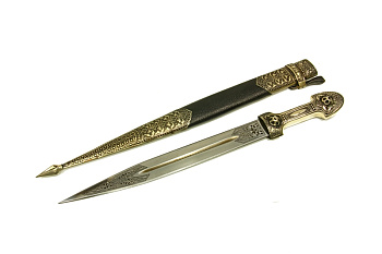 Кинжал сувенирный модель №10 малый кожа/мельхиор Поиск Кизляр