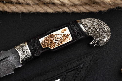 Нож Хищник -1 (ястреб) граб/дамаск Адамов