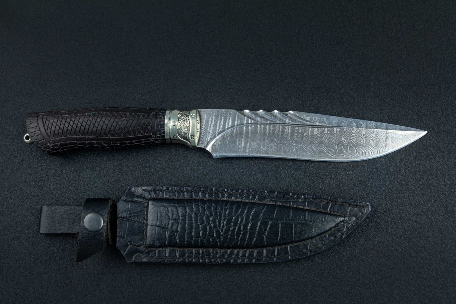 Нож Хищник дамаск граб Адамов