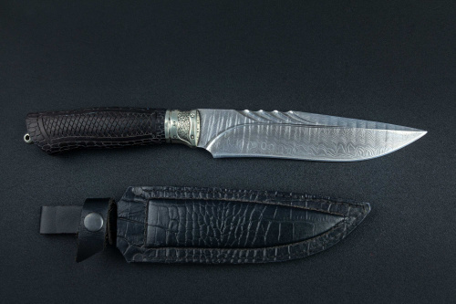 Нож Хищник дамаск граб Адамов