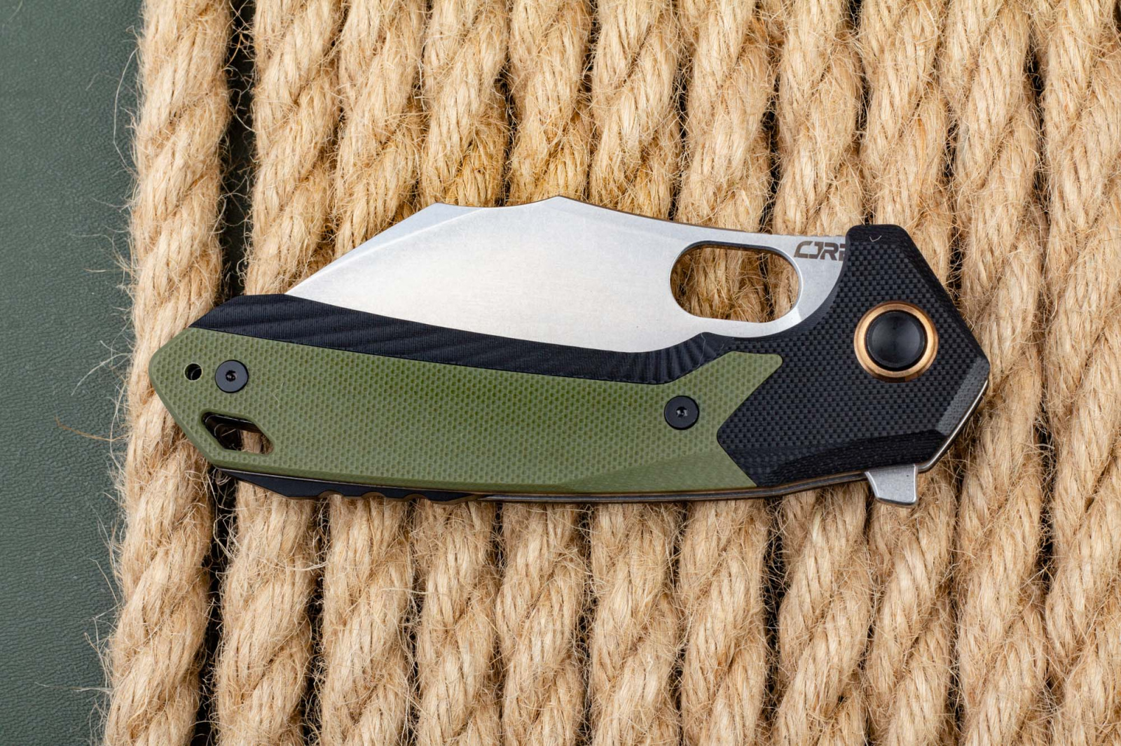 Складной нож CJRB Caldera сталь AR-RPM9, рукоять Black/Green G10