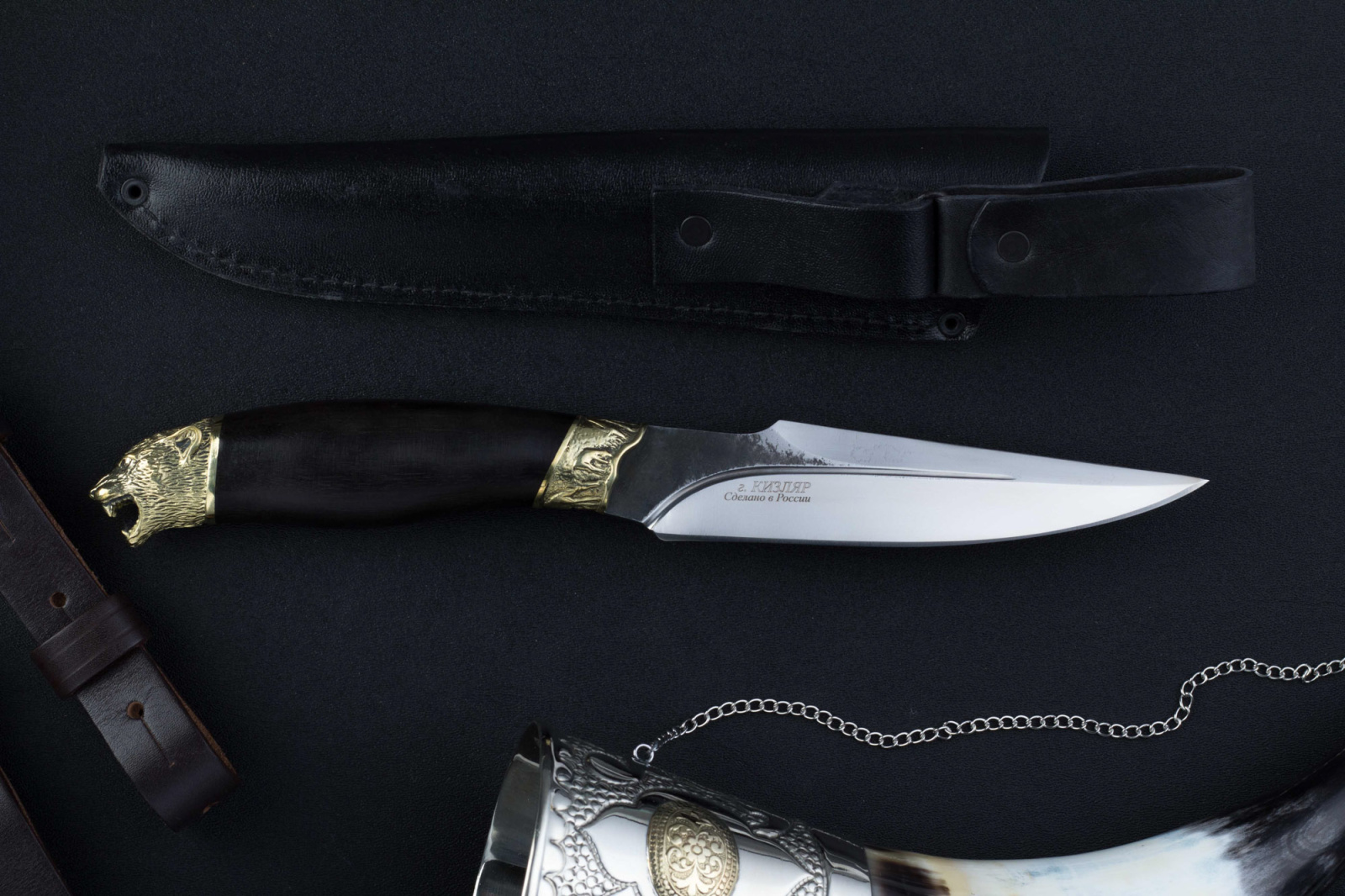 Нож Пантера Х12 граб/латунь Беркут Кизляр