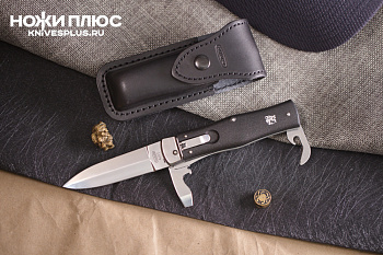 Автоматический нож Predator 440C черный с открывалкой Mikov