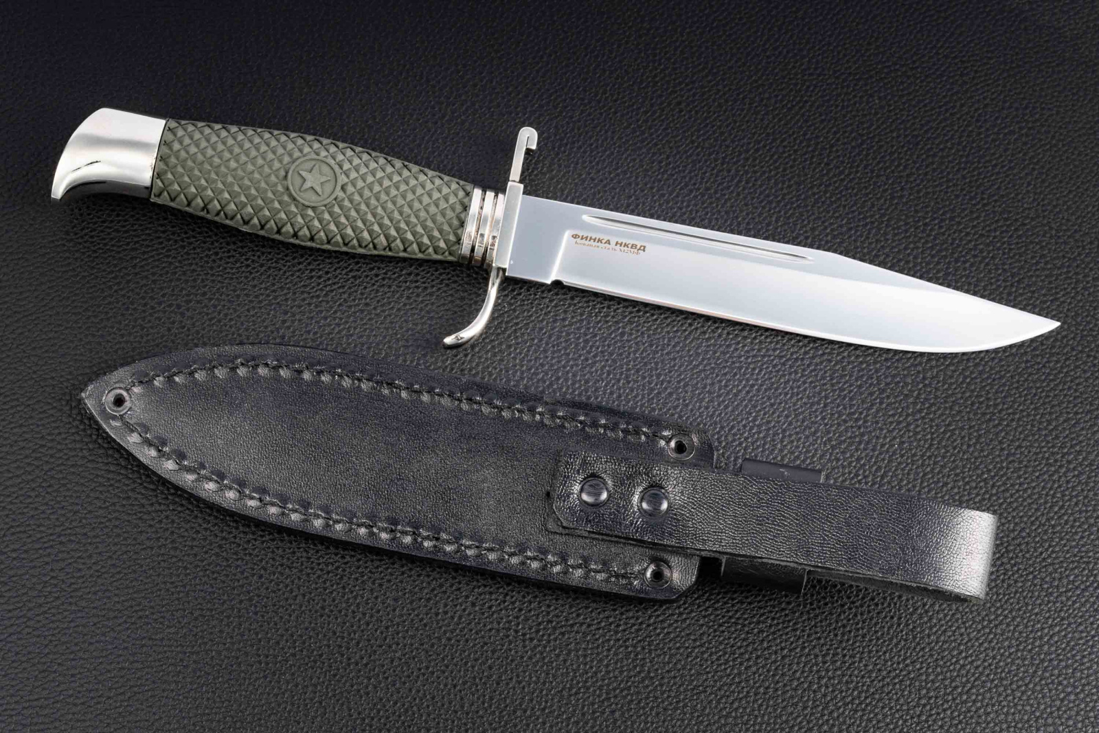 Нож Финка НКВД Х12мф эластрон зеленый Андреев