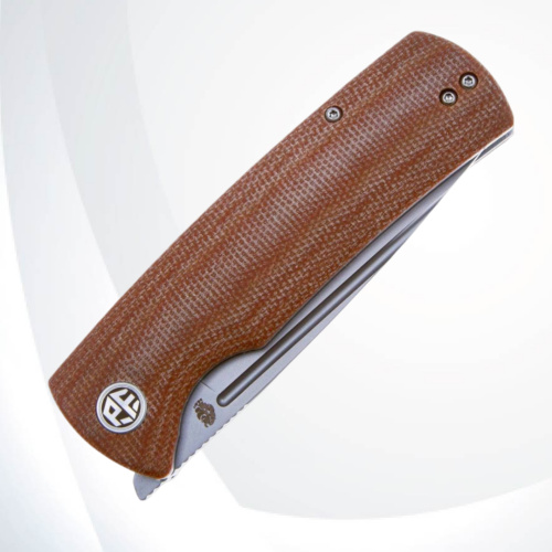 Складной нож Petrified Fish Beluga sandblast сталь K110, рукоять Brown Micarta