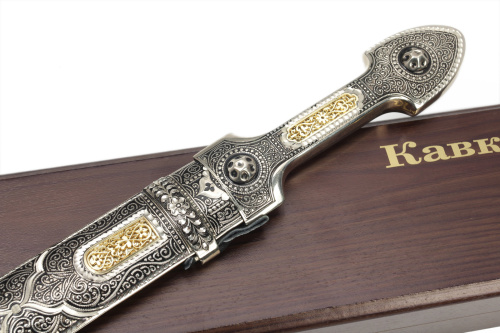 Кинжал сувенирный модель №20 (Кавказ) со вставками кожазаменитель/мельхиор Поиск Кизляр