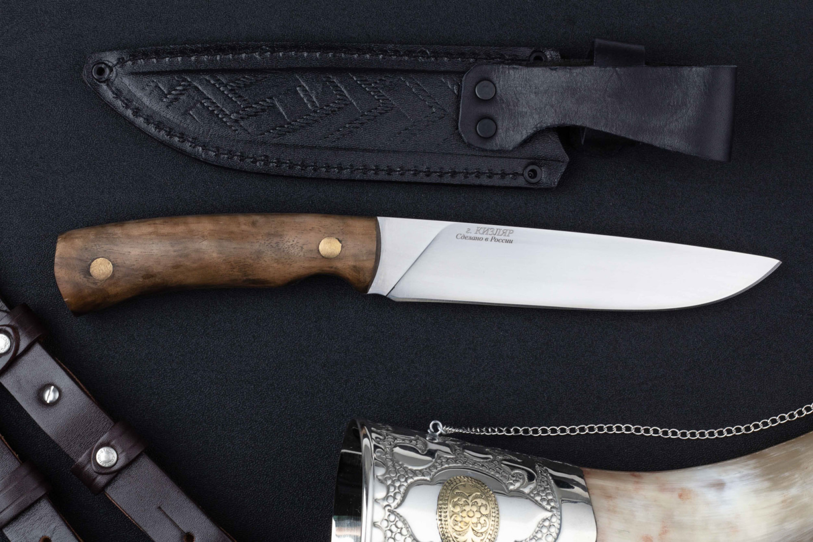 Нож Охота - 65х13 клепанный Беркут Кизляр