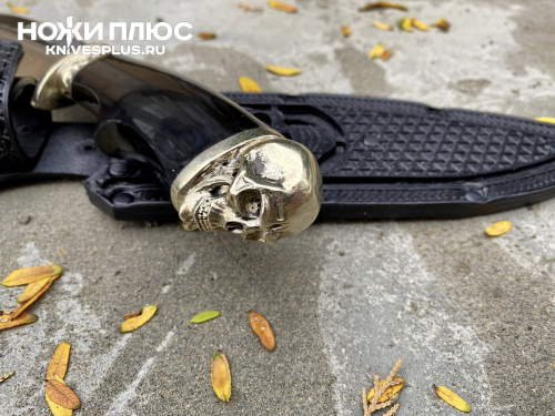 Нож Спецназ Х12МФ Акрил черный резные ножны Кизляр Андреев д.В,