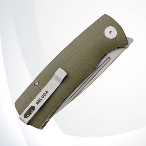 Складной нож Petrified Fish Beluga сталь K110, рукоять Green G10