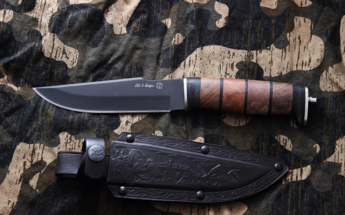 Нож Ш-5 Барс Дерево/Кожа Черный Нож Ш-5 Барс Дерево/Кожа Черный