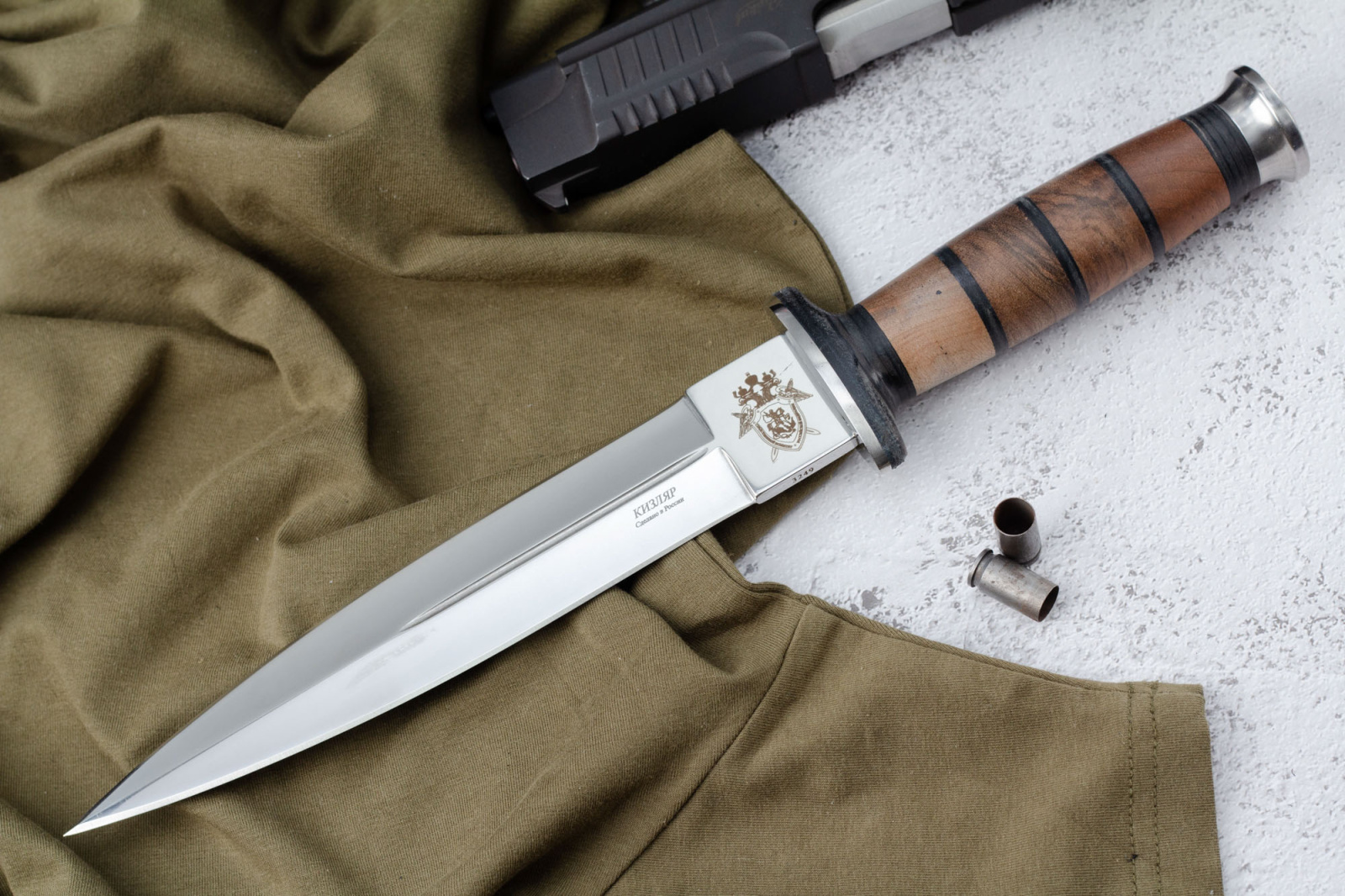 Нож КО-2 Дерево/Кожа  с символикой Следственный комитет
