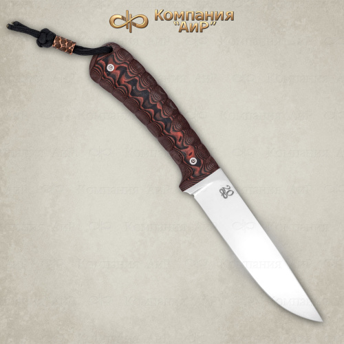 Нож Лиса ЦМ (G10, клиновая срезка, паракорд, медная бусина, "каменный век