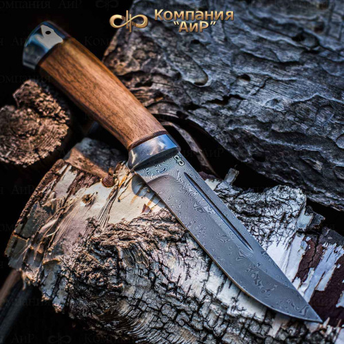 Нож Бекас АиР (орех) дамасская сталь ZD-0803