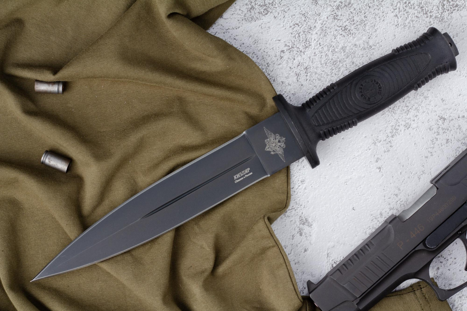 Нож КО-2 Черный Эластрон с символикой МВД Нож КО-2 Черный Эластрон с символикой МВД