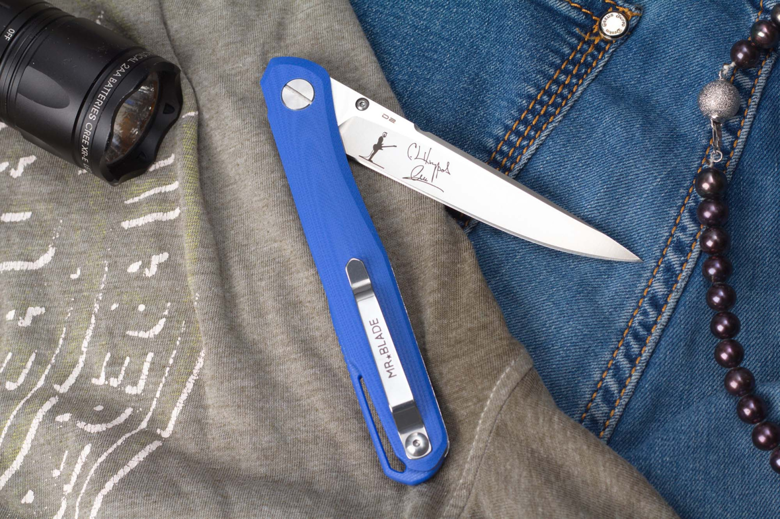 Нож складной astris G10 blue автограф