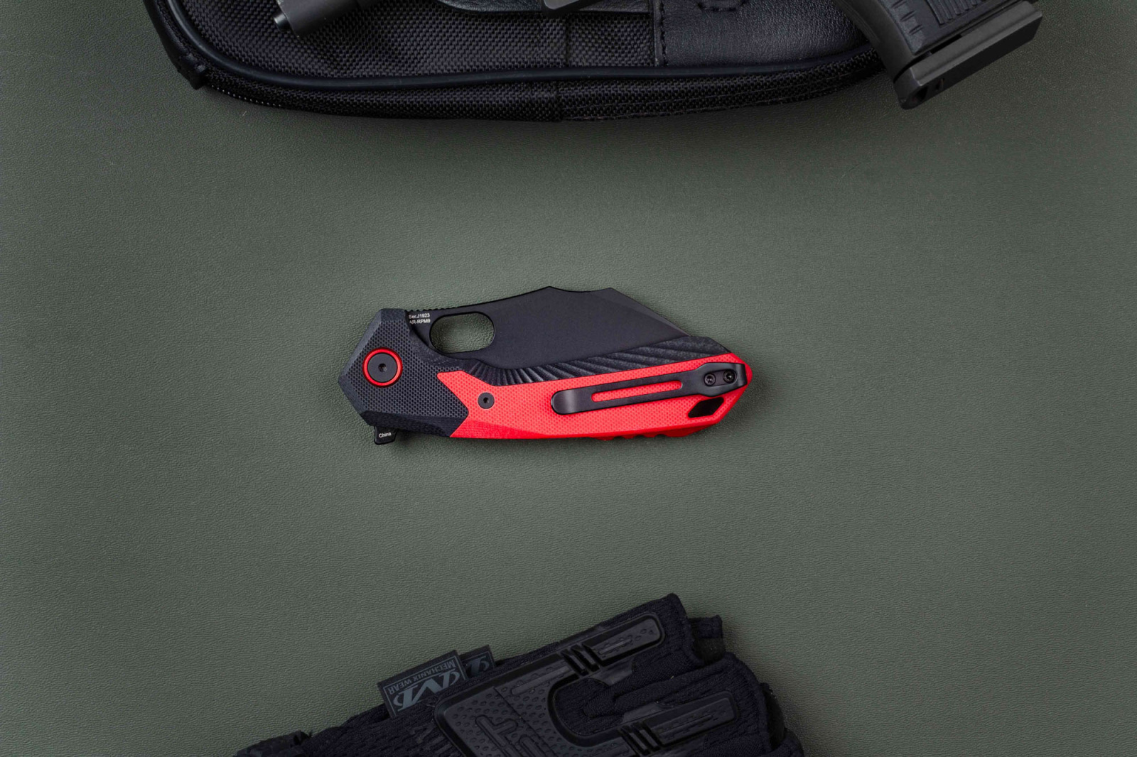 Складной нож CJRB Caldera PVD сталь AR-RPM9, рукоять Black/Red G10