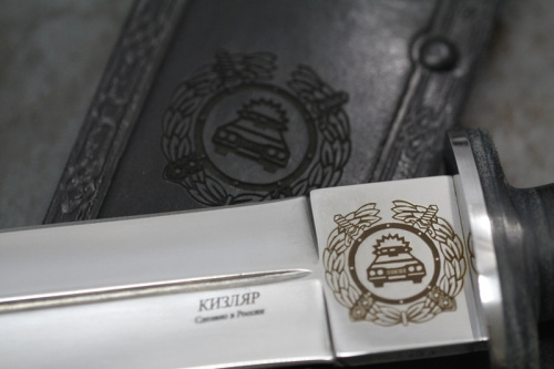 Нож КО-2 Дерево/Кожа  с символикой ГИБДД Нож КО-2 Дерево/Кожа  с символикой ГИБДД