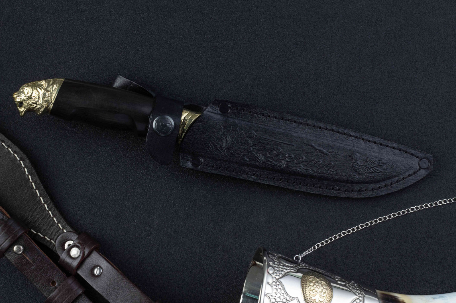 Нож Охота - Х12МФ латунь Беркут Кизляр