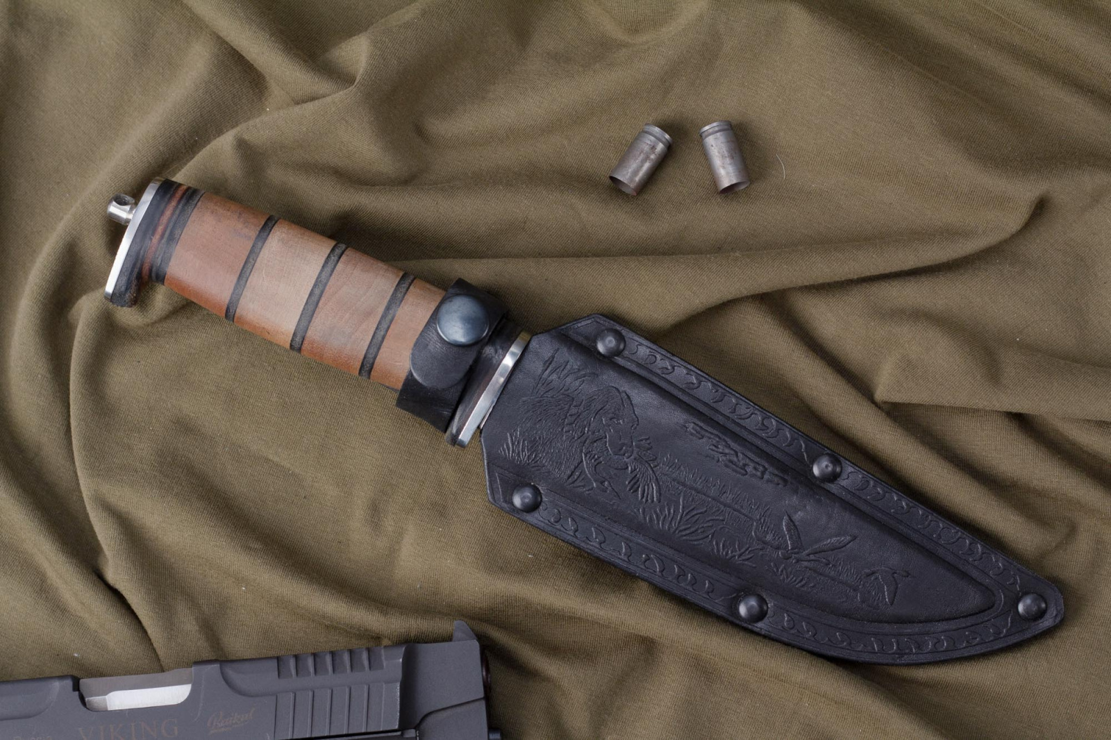 Нож Ш-5 Дерево/Кожа с символикой ГРУ