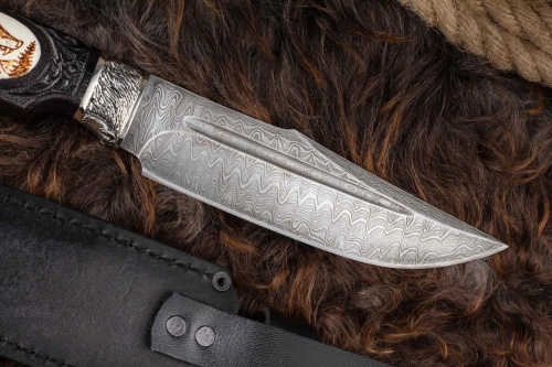 Нож Волк граб/дамаск Адамов