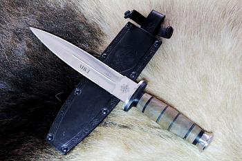 Нож КО-2 Дерево/Кожа  с символикой МВД Нож КО-2 Дерево/Кожа  с символикой МВД