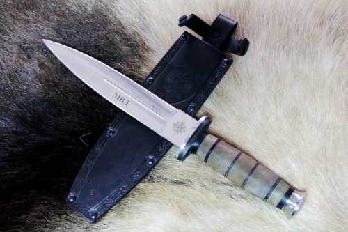 Нож КО-2 Дерево/Кожа  с символикой МВД Нож КО-2 Дерево/Кожа  с символикой МВД