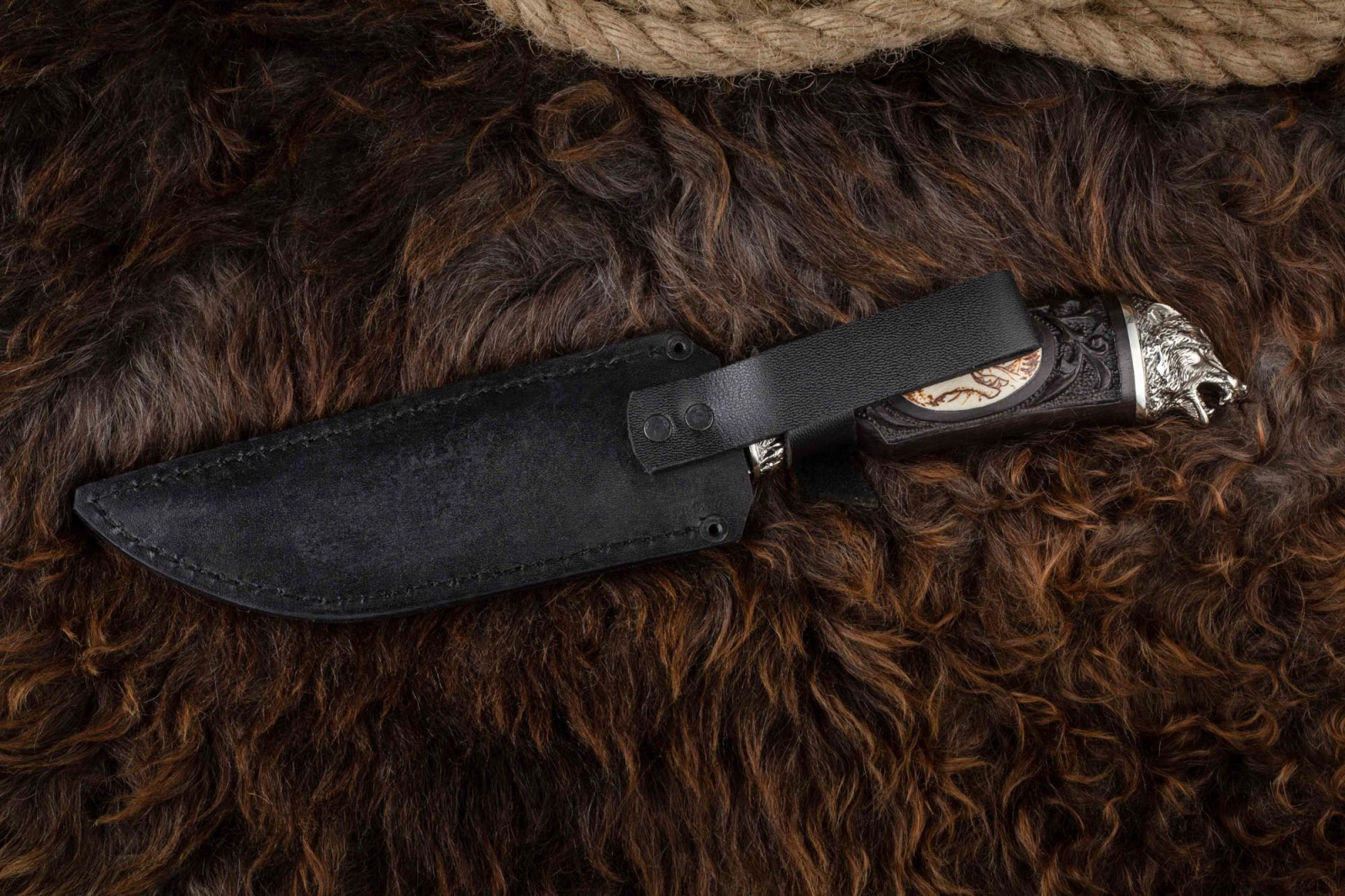 Нож Волк граб/дамаск Адамов