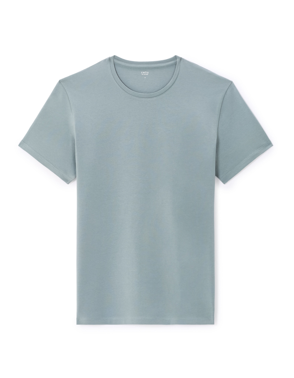  Облегающая футболка из эластичного хлопка с круглым вырезом - Green Celio