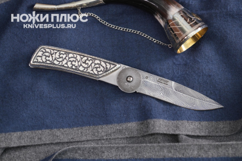 Нож складной Байкер-1 Сталь Дамаск Серебро №2 Нож складной Байкер-1 Сталь Дамаск Серебро №2