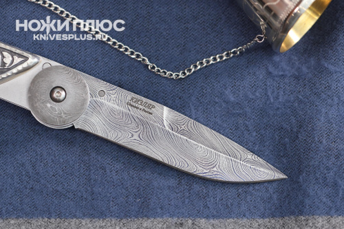 Нож складной Байкер-1 Сталь Дамаск Серебро №2 Нож складной Байкер-1 Сталь Дамаск Серебро №2
