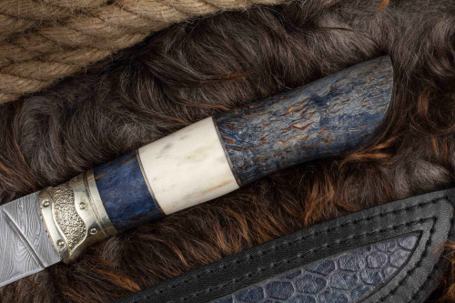 Нож Восток дамаск граб/синий Адамов