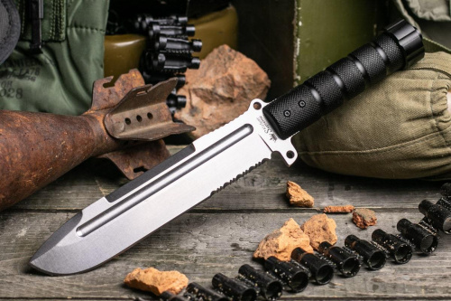 Нож Survivalist Z D2 Stonewash Serreted