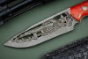 Нож Калашников дамаск с рисунком, красное дерево