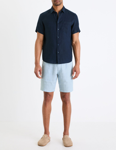 Рубашка - лен dark blue