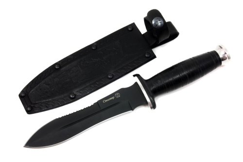 Нож Сталкер Черный Кожа Нож Сталкер Черный Кожа