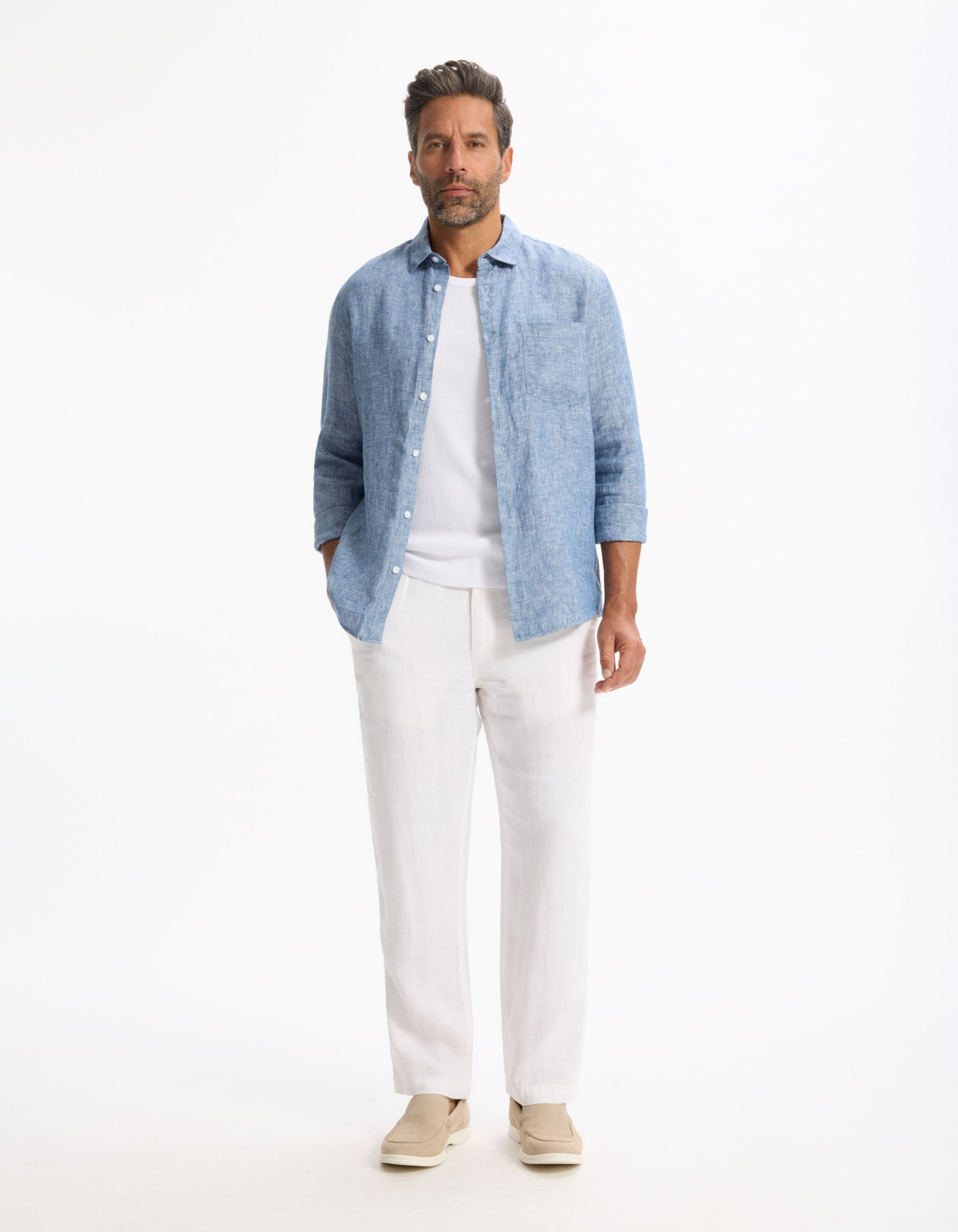 Сорочка -лён - шамбре 