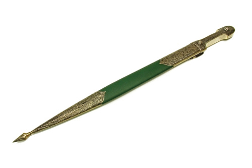 Кинжал сувенирный модель №11 кожа/мельхиор Поиск Кизляр