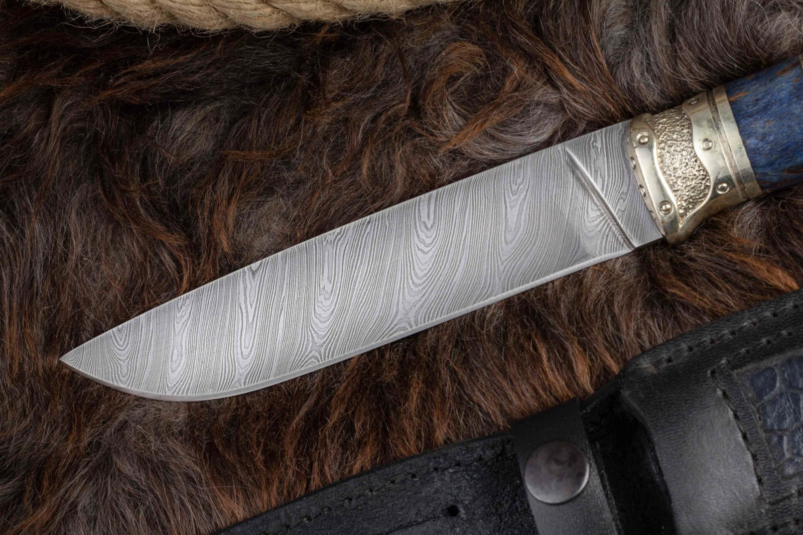 Нож Восток дамаск граб/синий Адамов