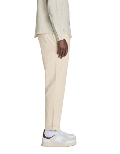 Прямые брюки из льна и хлопка - beige