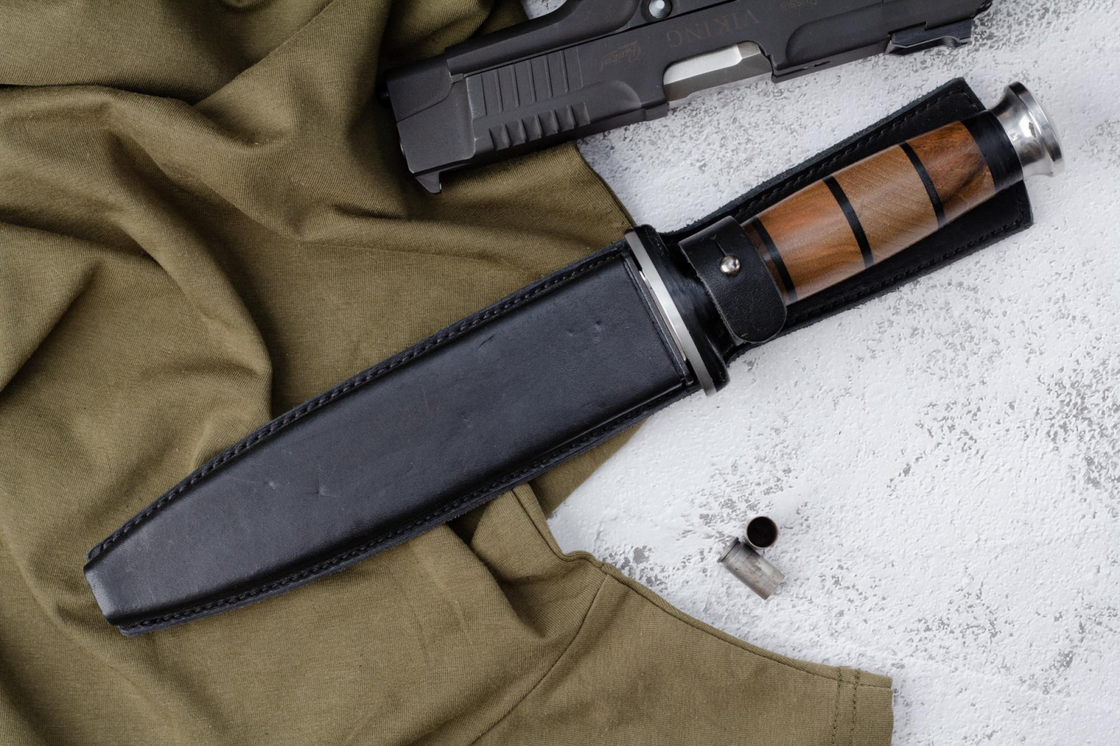 Нож КО-1 Дерево/Кожа  с символикой Следственного Комитета Кизляр