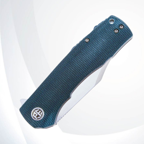 Складной нож Petrified Fish Victor Satin сталь K110, рукоять Blue Micarta