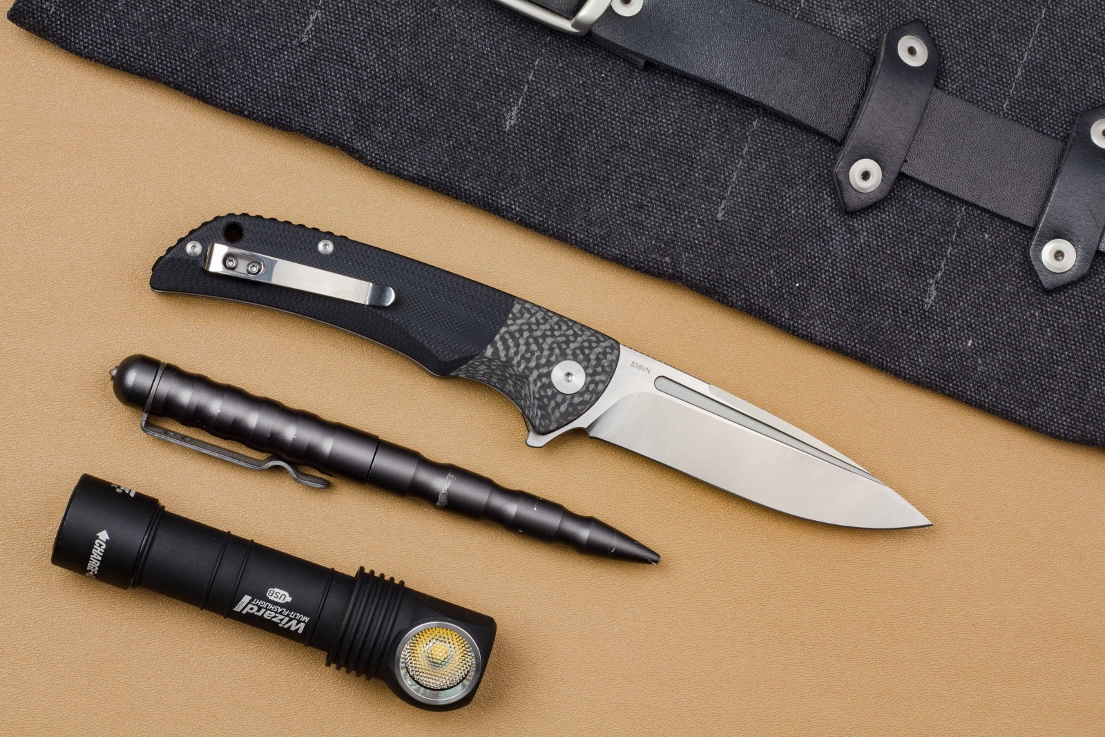 Нож QSP Harpyie Satin сталь S35VN, рукоять Black G10/CF