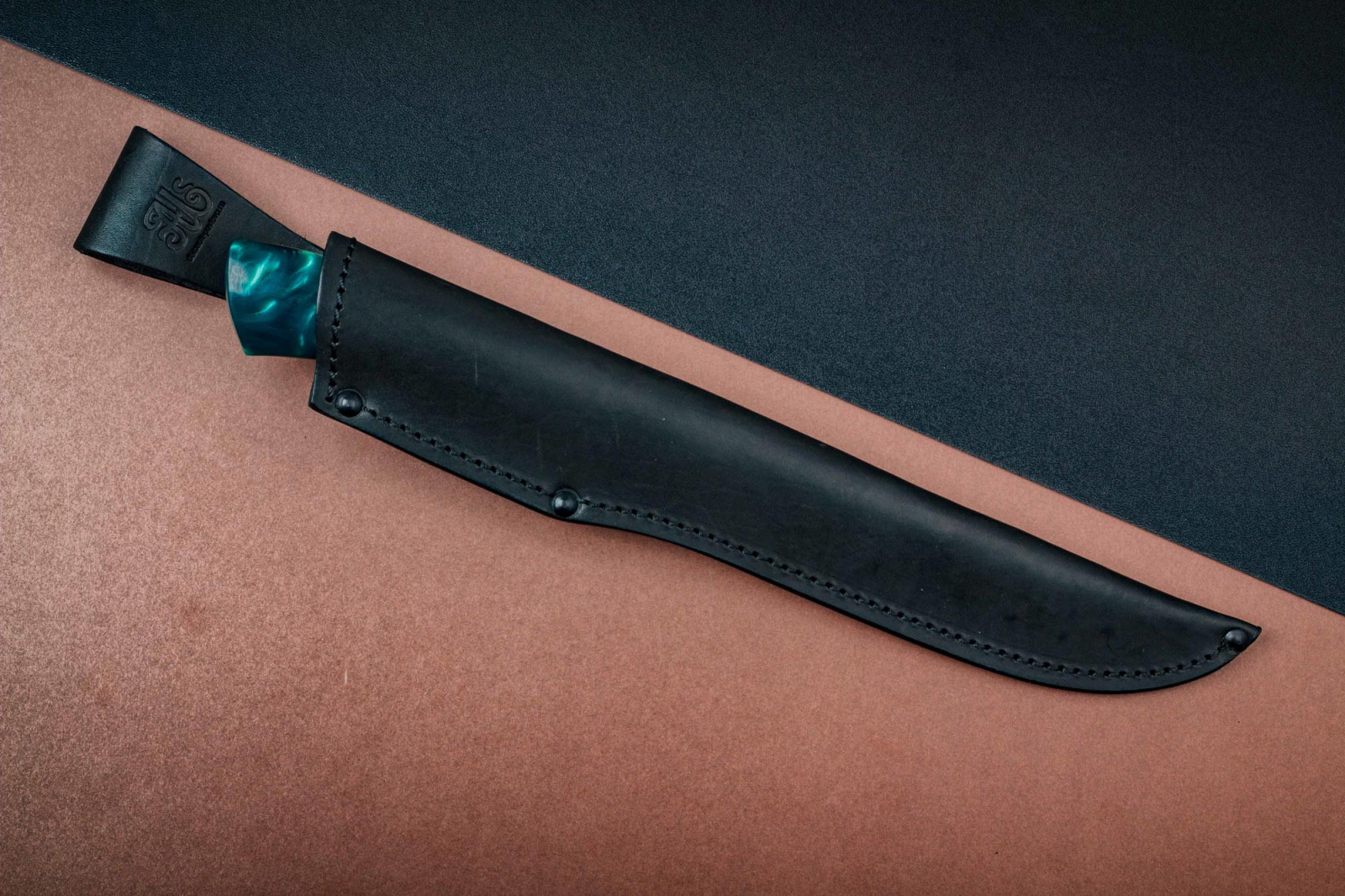 Нож Филейный дамаск зеленый акрил Марушина