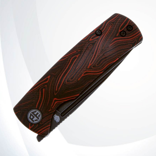 Складной нож Petrified Fish Beluga Mini сталь 14C28N, рукоять Black/Red Gmascus