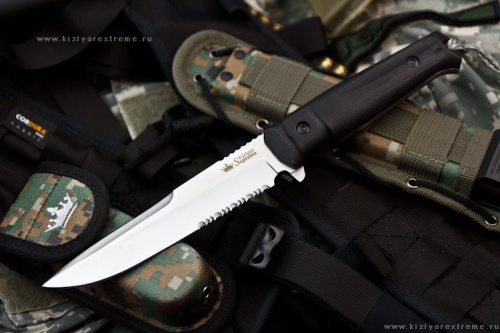 Нож Alpha AUS-8 Stonewash Serrated Kraton